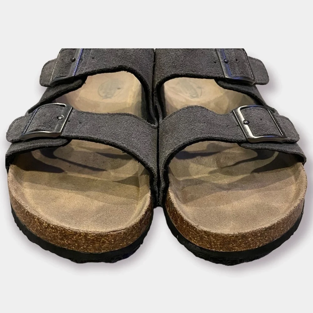 Woodstock Bert Slides Sandals Gray Leather Size 9 Vintage Brand New York